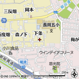 京都府長岡京市奥海印寺（下条）周辺の地図