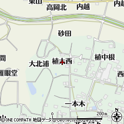 愛知県知多郡阿久比町植大植大西周辺の地図