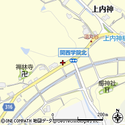兵庫県三田市上内神518周辺の地図