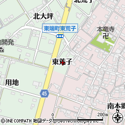 愛知県安城市東端町東荒子周辺の地図