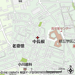愛知県岡崎市美合町（中長根）周辺の地図