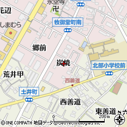 愛知県岡崎市牧御堂町炭焼周辺の地図