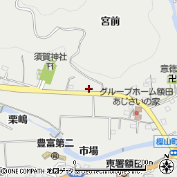 愛知県岡崎市樫山町宮前周辺の地図