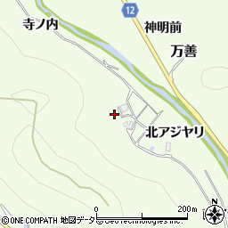 兵庫県川辺郡猪名川町万善北アジヤリ周辺の地図
