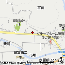 愛知県岡崎市樫山町（宮前）周辺の地図