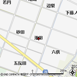 愛知県岡崎市中之郷町池田周辺の地図