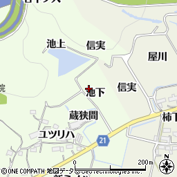 愛知県新城市矢部池下周辺の地図