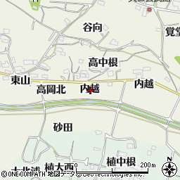 愛知県知多郡阿久比町矢高内越周辺の地図