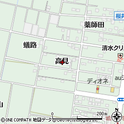 愛知県安城市桜井町高見周辺の地図