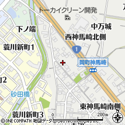 愛知県岡崎市岡町西神馬崎南側周辺の地図