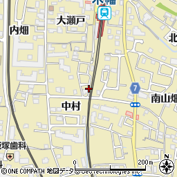 京都府宇治市木幡中村周辺の地図