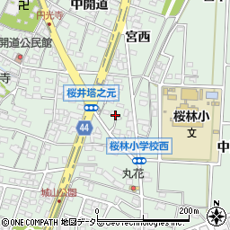 愛知県安城市桜井町塔元周辺の地図