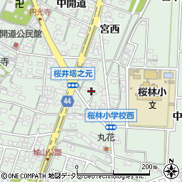 愛知県安城市桜井町（塔元）周辺の地図
