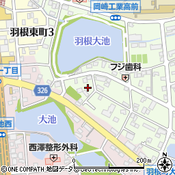 愛知県岡崎市羽根町大池33周辺の地図