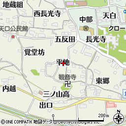 愛知県知多郡阿久比町矢高平地周辺の地図