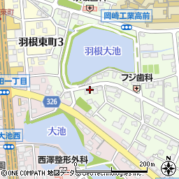 愛知県岡崎市羽根町大池31周辺の地図