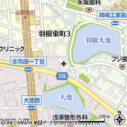 愛知県岡崎市羽根町大池23周辺の地図