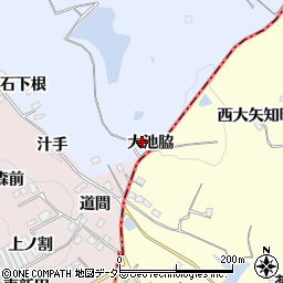 愛知県知多郡阿久比町宮津大池脇周辺の地図