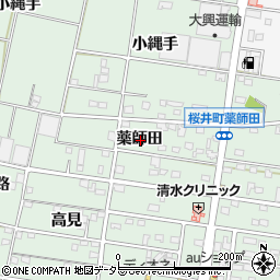 愛知県安城市桜井町薬師田周辺の地図