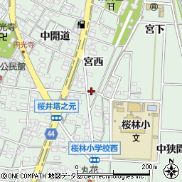 愛知県安城市桜井町宮西32周辺の地図