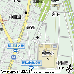 愛知県安城市桜井町宮下62周辺の地図