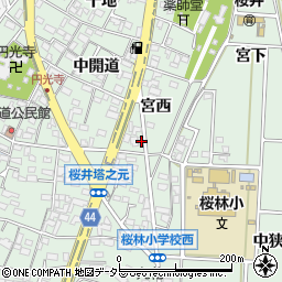 愛知県安城市桜井町宮西34周辺の地図