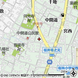 愛知県安城市桜井町寒池周辺の地図