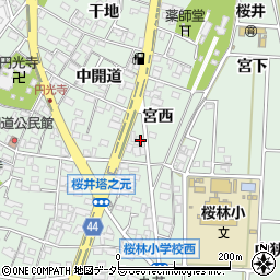 愛知県安城市桜井町宮西37-3周辺の地図