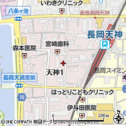 フルーツパーク阪急長岡天神駅駐車場周辺の地図
