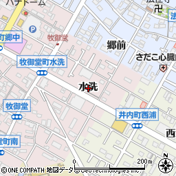愛知県岡崎市牧御堂町水洗周辺の地図