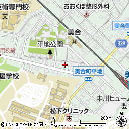 愛知県岡崎市美合町平地周辺の地図