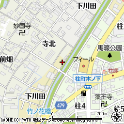 愛知県岡崎市柱町（上川田）周辺の地図