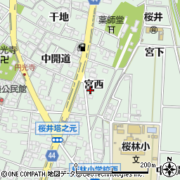 愛知県安城市桜井町宮西26周辺の地図