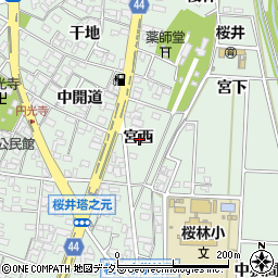 愛知県安城市桜井町宮西周辺の地図