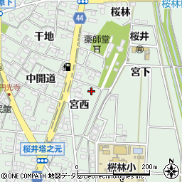 愛知県安城市桜井町宮西15周辺の地図