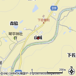 兵庫県宝塚市下佐曽利山城周辺の地図
