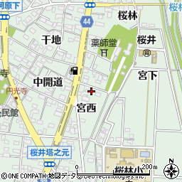 愛知県安城市桜井町宮西14周辺の地図