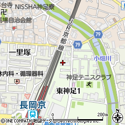 京都府長岡京市東神足1丁目3周辺の地図