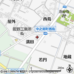 愛知県岡崎市中之郷町溝田1周辺の地図