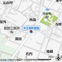 中之郷町西島周辺の地図