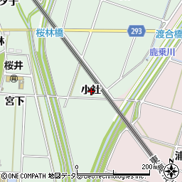 愛知県安城市桜井町小社周辺の地図