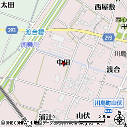 愛知県安城市川島町中田周辺の地図
