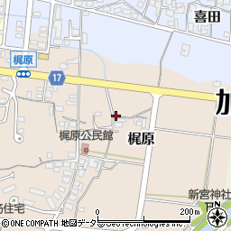 兵庫県加東市梶原周辺の地図