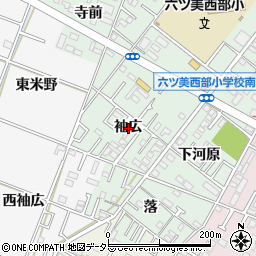 愛知県岡崎市赤渋町袖広周辺の地図