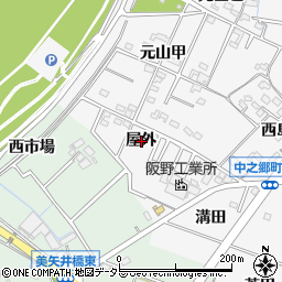 愛知県岡崎市中之郷町屋外周辺の地図