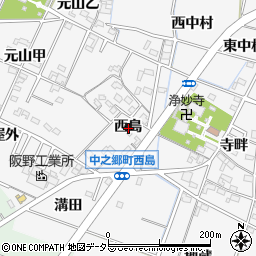 愛知県岡崎市中之郷町西島周辺の地図