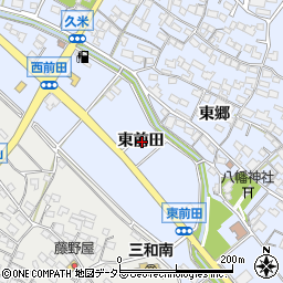 愛知県常滑市久米東前田周辺の地図