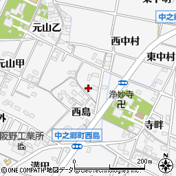 愛知県岡崎市中之郷町西島11周辺の地図