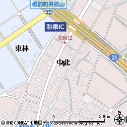 愛知県安城市和泉町中北周辺の地図