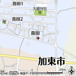 兵庫県加東市喜田121周辺の地図